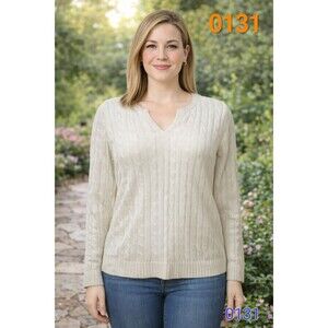 Croft & Barrow V-Neck Cableknit Sweater - XL - 0131